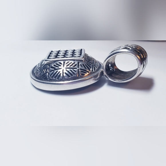 Vintage Sterling Silver Tribal Style Engraved Huge Slide Pendant - Picture 5 of 6